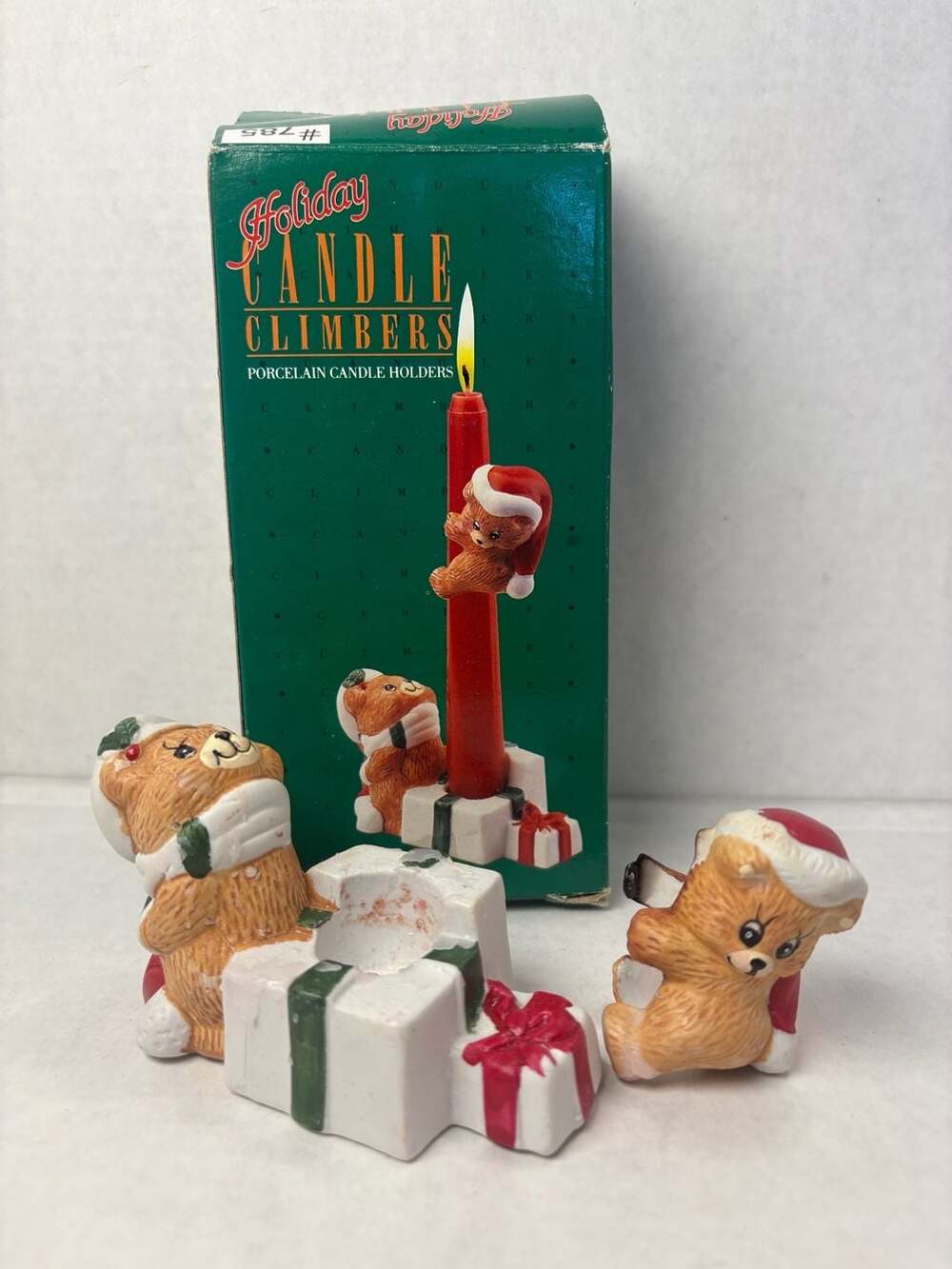 Vintage Giftco Holiday Candle Climbers Christmas Bear and bear cub Candle Holder